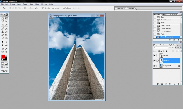 Creation of stair shaped clouds: Step 2